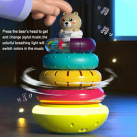 HKM-390163 Montessori Rotating Rainbow Stacking Ring Tower Toy for Early Learning and Development