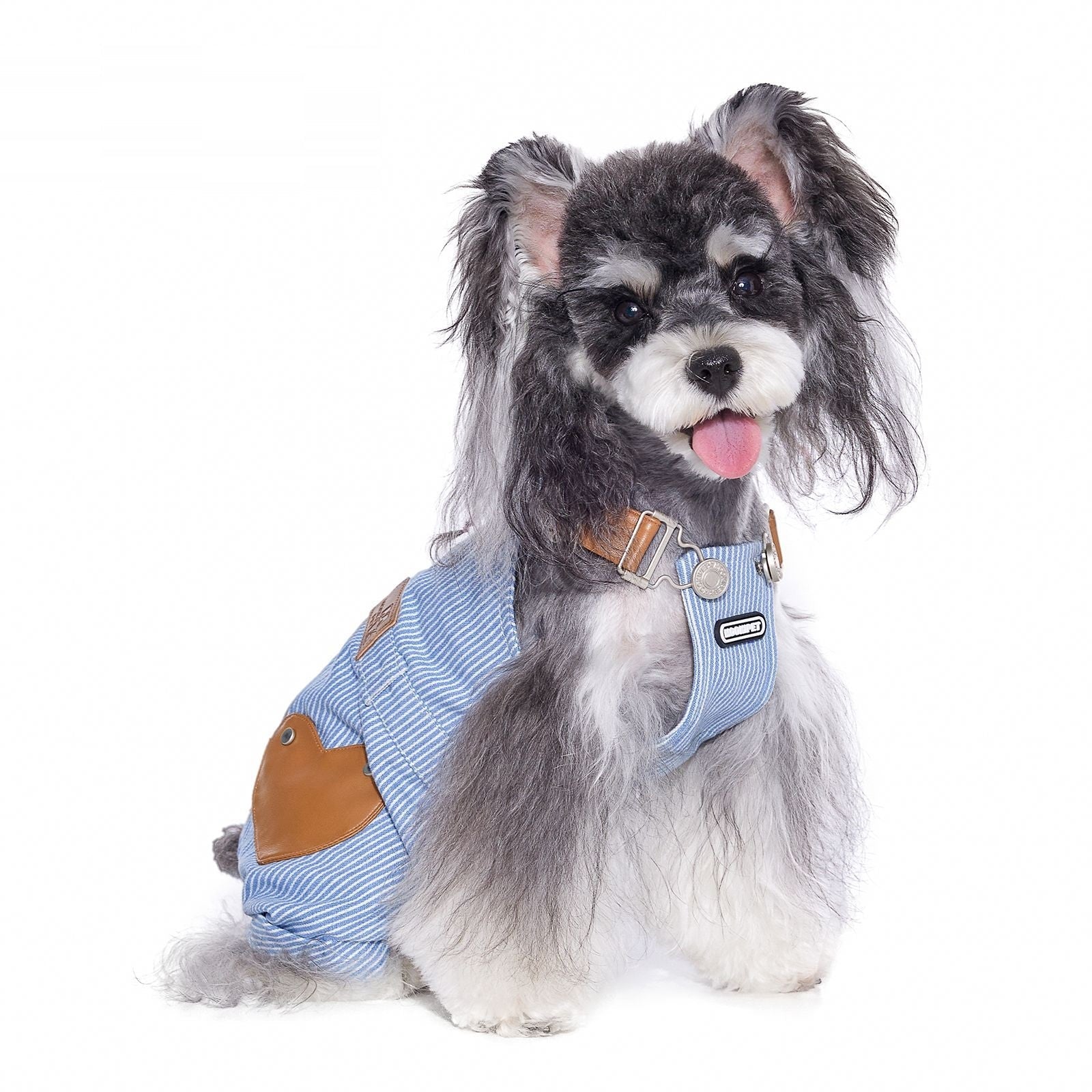 HKM-3902013 Denim Suspender Pants for Small Dogs - Stylish Blue Pet Clothing for Bichon & Schnauzer