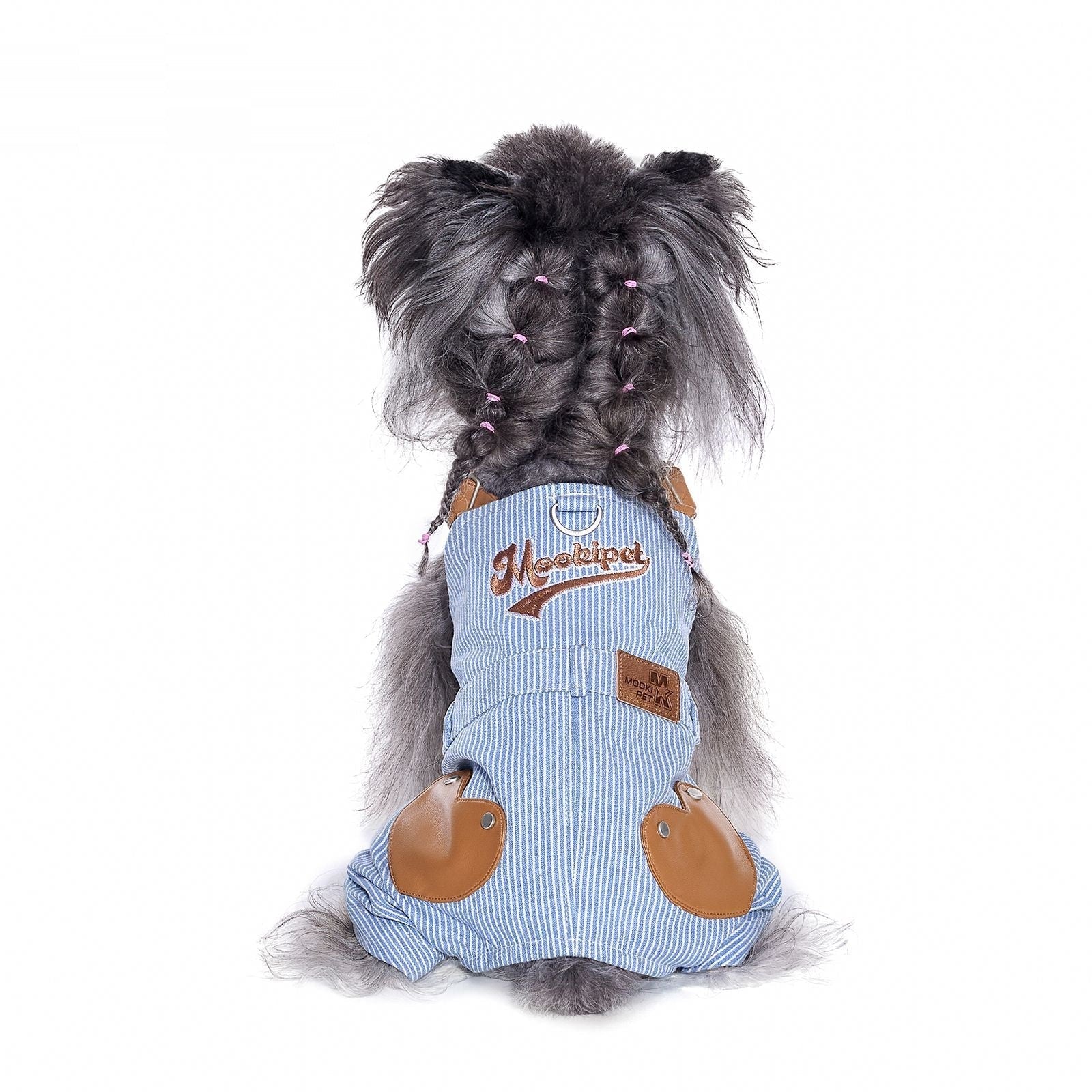 HKM-3902013 Denim Suspender Pants for Small Dogs - Stylish Blue Pet Clothing for Bichon & Schnauzer