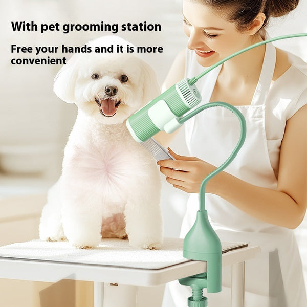 HKM-3902269 Pet Halter Hair Dryer Holder - Adjustable Brackets in White and Green