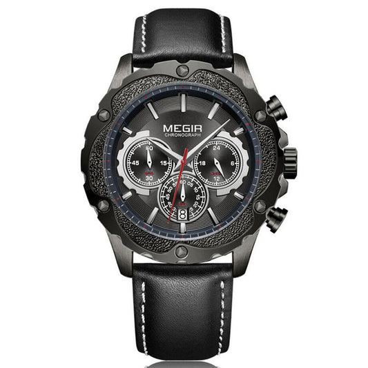 HKM-390227 Multifunctional Men's Quartz Sports Chronograph Watch with Digital Display and Calendar