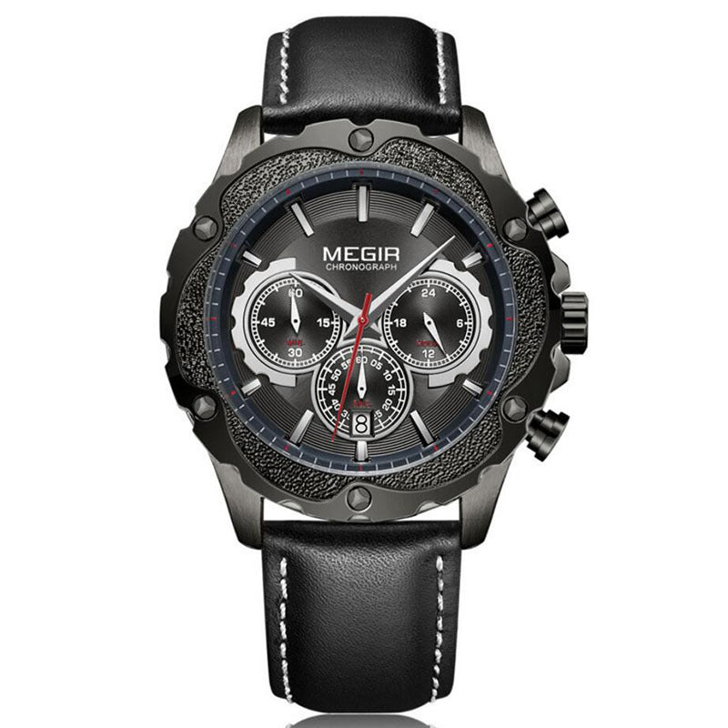 HKM-390227 Multifunctional Men's Quartz Sports Chronograph Watch with Digital Display and Calendar