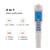 HKM-390227 Water Quality Test Pen for Temperature, pH, Conductivity, and Hardness Measurement