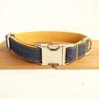 HKM-3902397 Yellow Cowboy Pet Collar Bow Tie Traction Set - Polyester, Available in XS, S, M, L, XL
