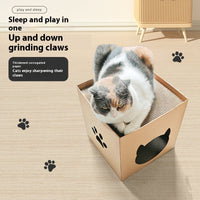 HKM-3904061 Vertical Cat Scratch Board in Pet Milk Carton Design - Durable Corrugated Paper, 30x30cm