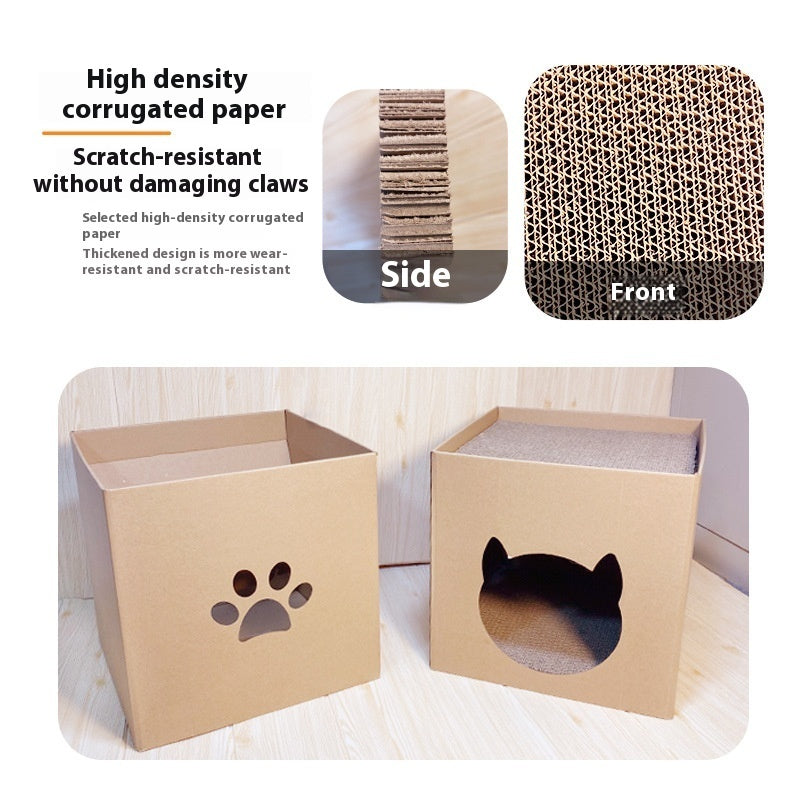 HKM-3904061 Vertical Cat Scratch Board in Pet Milk Carton Design - Durable Corrugated Paper, 30x30cm