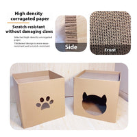 HKM-3904061 Vertical Cat Scratch Board in Pet Milk Carton Design - Durable Corrugated Paper, 30x30cm