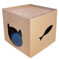 HKM-3904061 Vertical Cat Scratch Board in Pet Milk Carton Design - Durable Corrugated Paper, 30x30cm