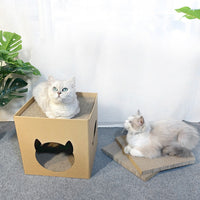 HKM-3904061 Vertical Cat Scratch Board in Pet Milk Carton Design - Durable Corrugated Paper, 30x30cm