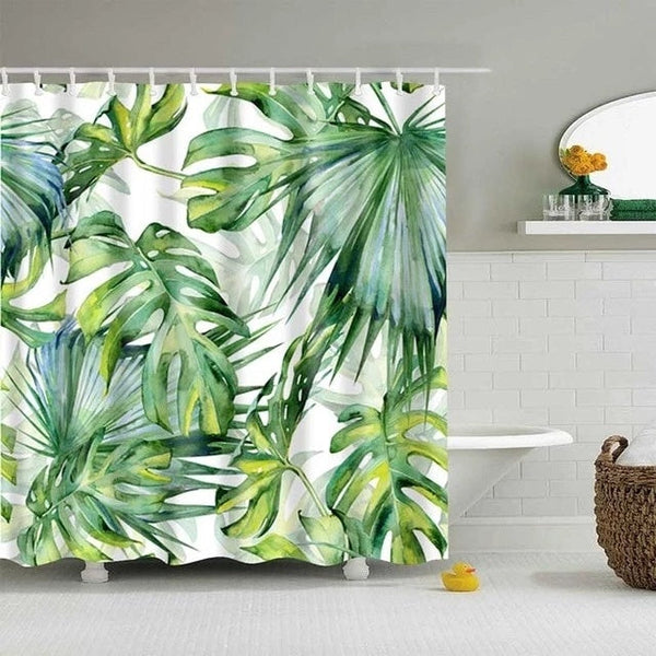 HKM-390419 Tropical Digital Print Shower Curtain with High-Resolution Design and Eco-Friendly Material