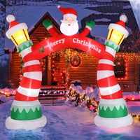 HKM-390483 8.9ft Inflatable Christmas Arch with LED Lights and Drawstring Pockets for Holiday Decorations
