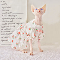 HKM-3904957 Hairless Cat Summer Outfit - White Rubber Pet Clothing in Sizes XS to XXL