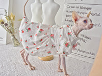 HKM-3904957 Hairless Cat Summer Outfit - White Rubber Pet Clothing in Sizes XS to XXL
