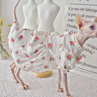 HKM-3904957 Hairless Cat Summer Outfit - White Rubber Pet Clothing in Sizes XS to XXL