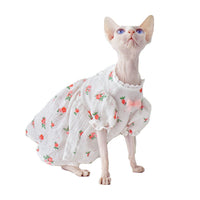 HKM-3904957 Hairless Cat Summer Outfit - White Rubber Pet Clothing in Sizes XS to XXL