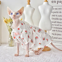 HKM-3904957 Hairless Cat Summer Outfit - White Rubber Pet Clothing in Sizes XS to XXL