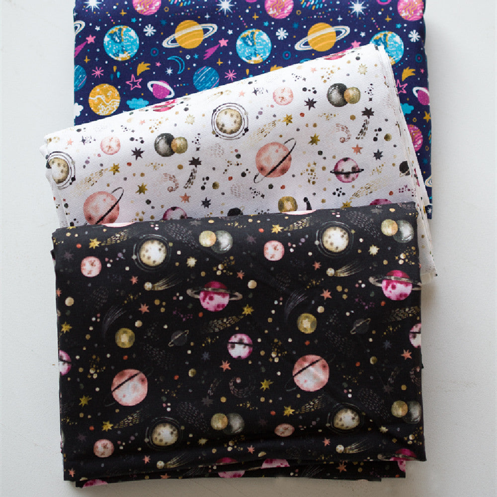 HKM-390547 Digital Printed Cotton Fabric - Cartoon Animation Starry Sky Design, 145CM Width