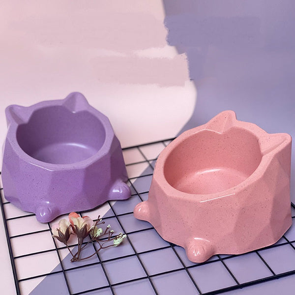 HKM-3906365 Bamboo Fiber Cat Tray with Anti-Slip Base and Bowl for Safe Feeding
