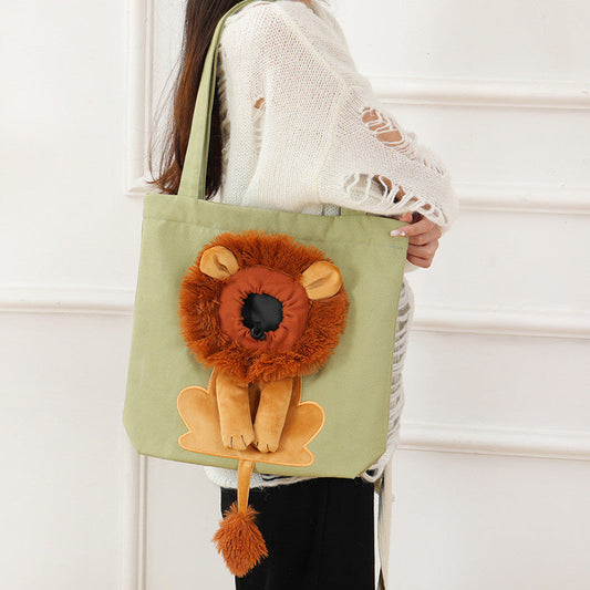 HKM-3906621 Lion Cub Shoulder Bag for Small Pets - 100% Cotton Canvas, Multiple Colors, Universal Fit for Pets Up to 3.5 kg