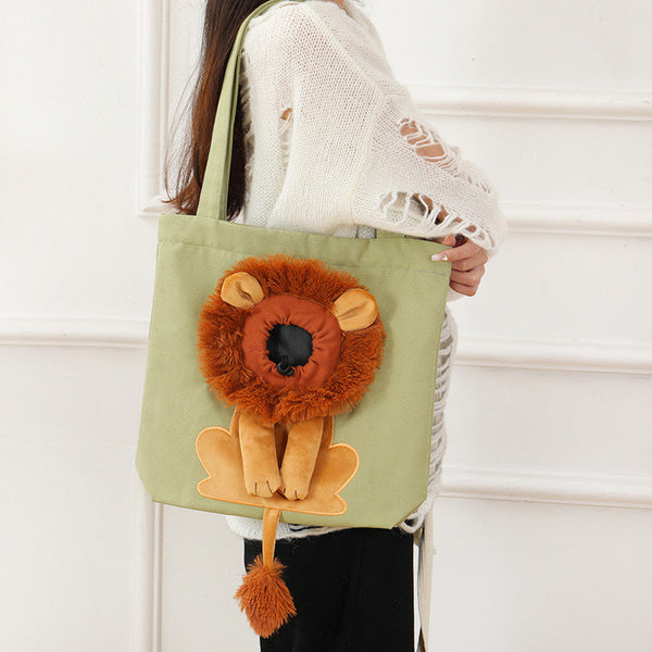 HKM-3906621 Lion Cub Shoulder Bag for Small Pets - 100% Cotton Canvas, Multiple Colors, Universal Fit for Pets Up to 3.5 kg