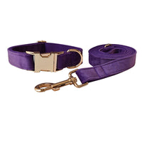 HKM-3908157 Purple Velvet Dog Collar and Leash Set with Bow Knot ¨C Casual and Suitable for All Seasons