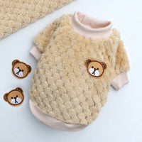 HKM-3908541 Cozy Coral Fleece Teddy Pet Outfit in Pineapple Grid Patterns