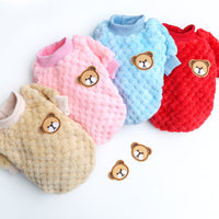 HKM-3908541 Cozy Coral Fleece Teddy Pet Outfit in Pineapple Grid Patterns