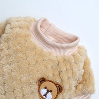 HKM-3908541 Cozy Coral Fleece Teddy Pet Outfit in Pineapple Grid Patterns