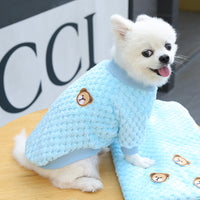 HKM-3908541 Cozy Coral Fleece Teddy Pet Outfit in Pineapple Grid Patterns