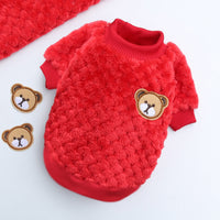 HKM-3908541 Cozy Coral Fleece Teddy Pet Outfit in Pineapple Grid Patterns