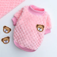 HKM-3908541 Cozy Coral Fleece Teddy Pet Outfit in Pineapple Grid Patterns