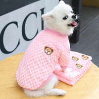 HKM-3908541 Cozy Coral Fleece Teddy Pet Outfit in Pineapple Grid Patterns