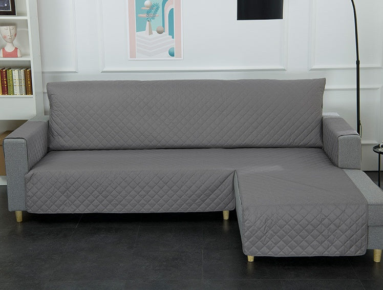 HKM-390931 Machine Washable Pet-Friendly Chaise Sofa Cover - Anti-Fouling Fabric in Gray for All Seasons