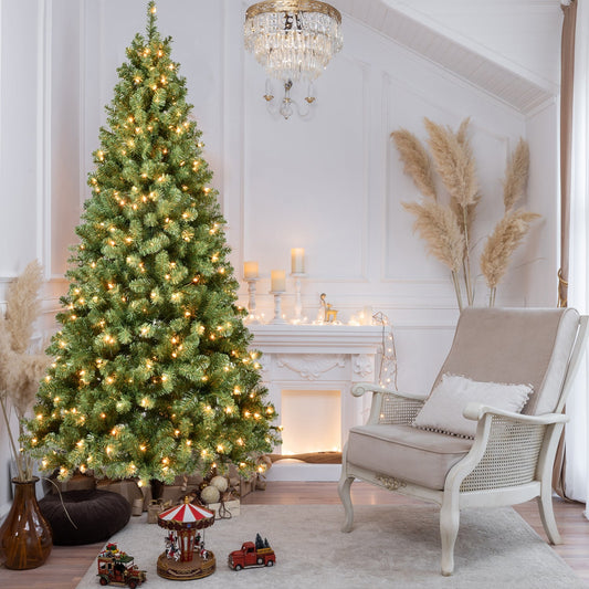 HKM-390995 Prelit PVC Christmas Tree in Sizes 5ft to 9ft with Durable Memory Wire