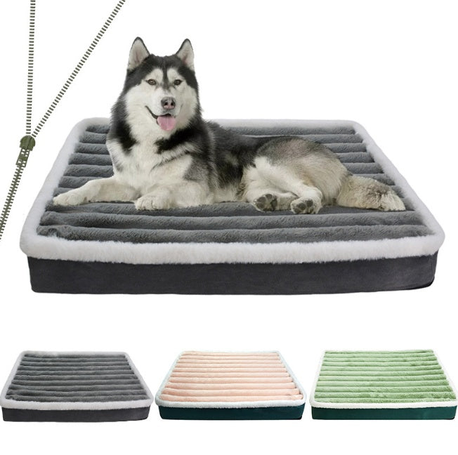 HKM-3910205 Warm Anti-Bite Dog Mat Mattress in Green, Pink, and Gray - Multiple Sizes Available
