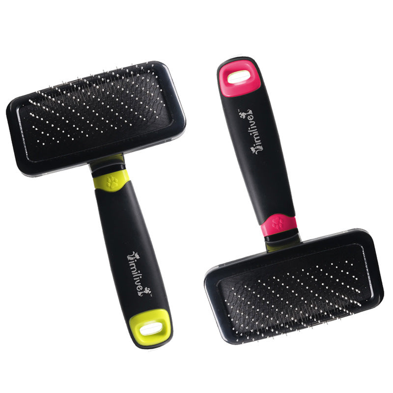 HKM-3911741 Grooming Comb for Cats and Dogs - Durable ABS Bristle Brush in Green and Red Options