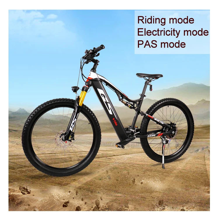 HKM-391187 27-Speed Electric Mountain Bike with Aluminum Frame, 48V 13Ah Battery, LCD Display, Air Suspension Fork, and Disc Brakes
