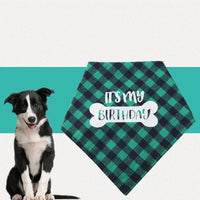 HKM-391187 Plaid Triangle Towel for Pets – Soft Polyester Cotton, 45x45x68 cm