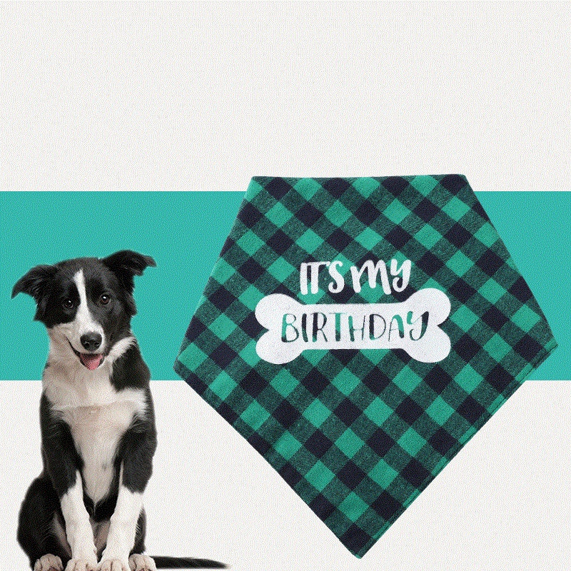 HKM-391187 Plaid Triangle Towel for Pets – Soft Polyester Cotton, 45x45x68 cm