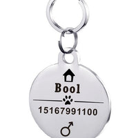 HKM-3911997 Personalized Stainless Steel Pet ID Tag with Natural Zircon Pendant