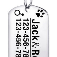HKM-3911997 Personalized Stainless Steel Pet ID Tag with Natural Zircon Pendant