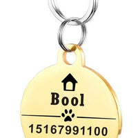 HKM-3911997 Personalized Stainless Steel Pet ID Tag with Natural Zircon Pendant