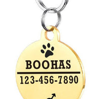 HKM-3911997 Personalized Stainless Steel Pet ID Tag with Natural Zircon Pendant