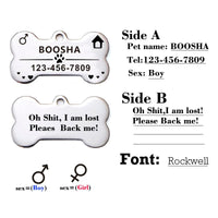 HKM-3911997 Personalized Stainless Steel Pet ID Tag with Natural Zircon Pendant