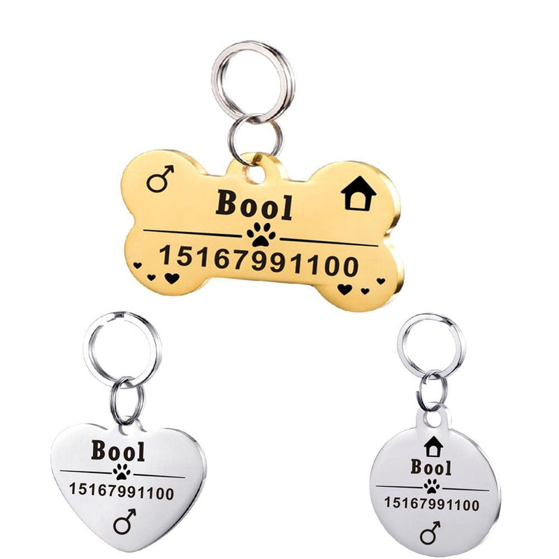 HKM-3911997 Personalized Stainless Steel Pet ID Tag with Natural Zircon Pendant