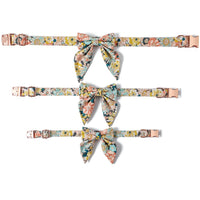 HKM-3912125 Floral Pattern Cotton Dog Collar with Adjustable Rose Buckle in Yellow and Green