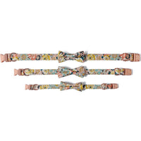 HKM-3912125 Floral Pattern Cotton Dog Collar with Adjustable Rose Buckle in Yellow and Green