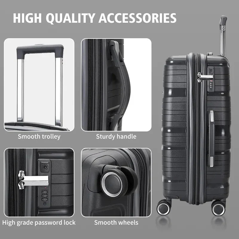 HKM-391251 Waterproof Expandable Suitcase Luggage with Four Spinner Wheels - Available in 20, 24, and 28 Inches