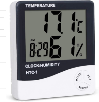 HKM-391379 Digital Temperature and Humidity Monitor with Clock and Alarm Function, LCD Display, Model HTC-1/HTC-2