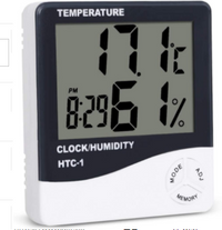 HKM-391379 Digital Temperature and Humidity Monitor with Clock and Alarm Function, LCD Display, Model HTC-1/HTC-2